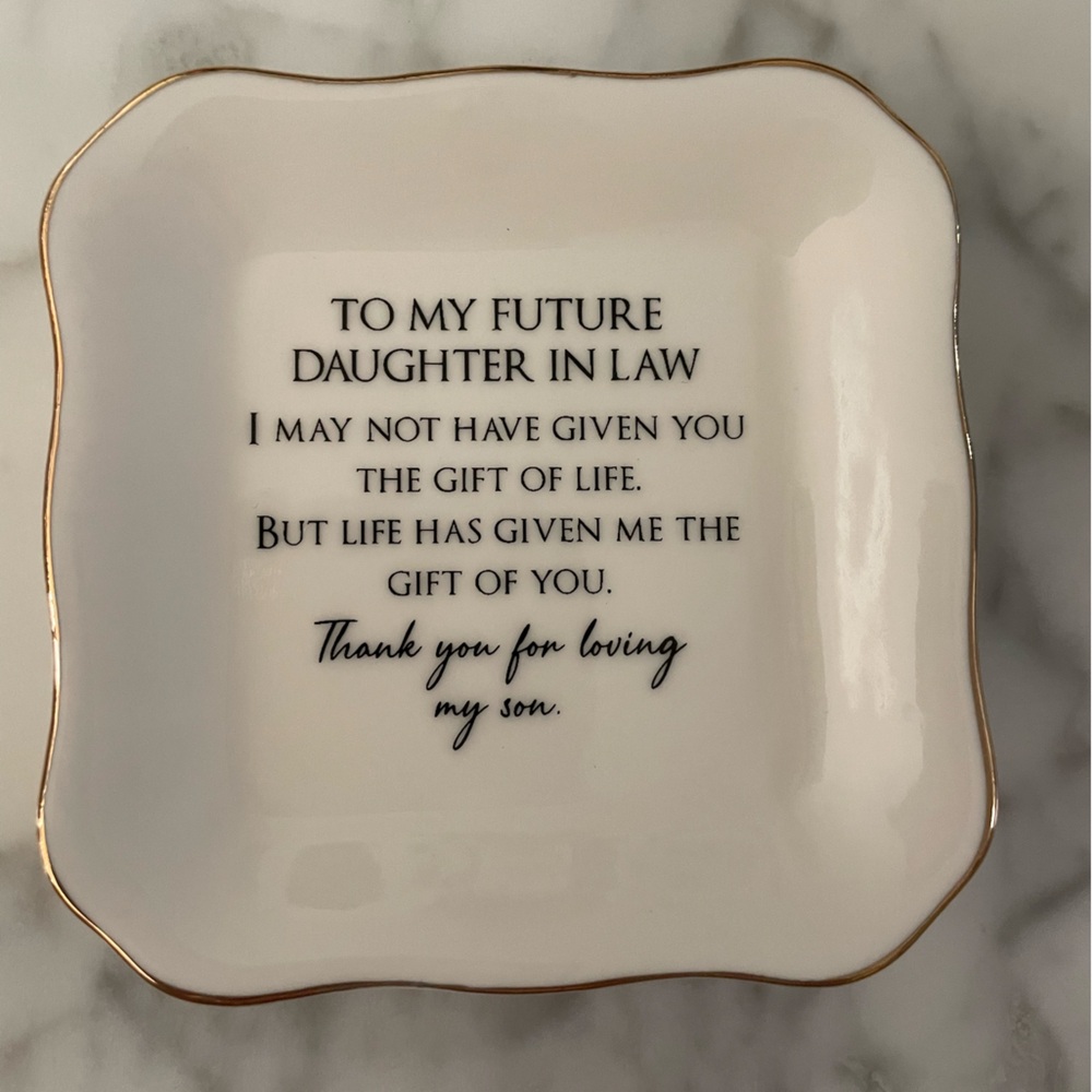 Daughter-in-Law Gift Trinket Dish with Gold Trim